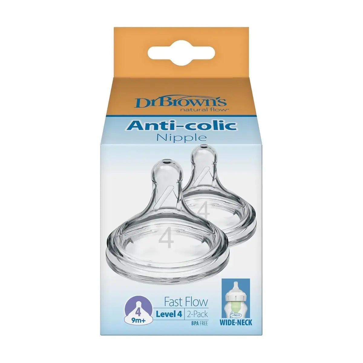 Dr Browns Options plus Wide Neck Baby Bottle Nipple Level4 9 Plus Months Pack of 2